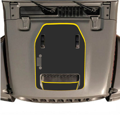 CarCode hood decal for Jeep Wrangler JL/JLU Rubicon 392 and JT Gladiator Mojave 2020-2026, style #95, shown on vehicle hood.