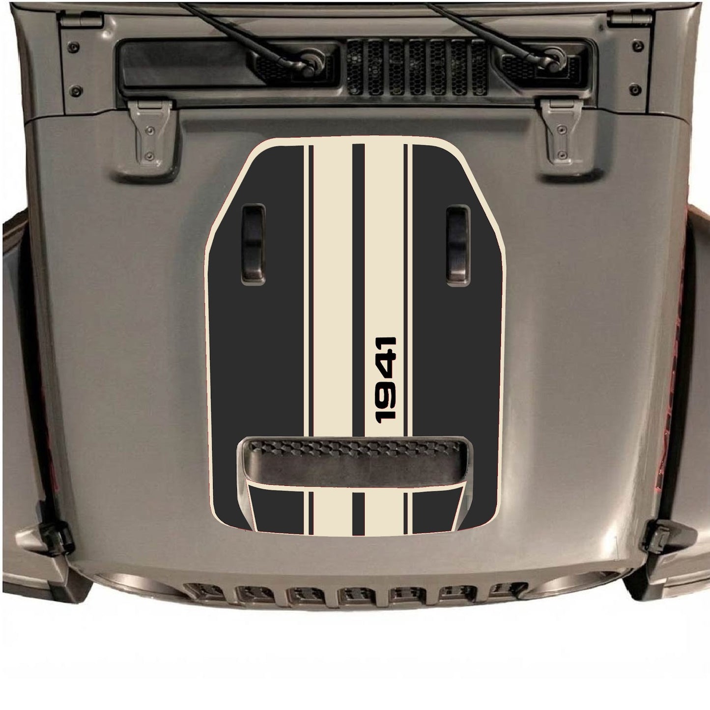 CarCode hood decal for Jeep Wrangler JL/JLU Rubicon 392 and JT Gladiator Mojave 2020-2026, style #07, shown on vehicle hood.