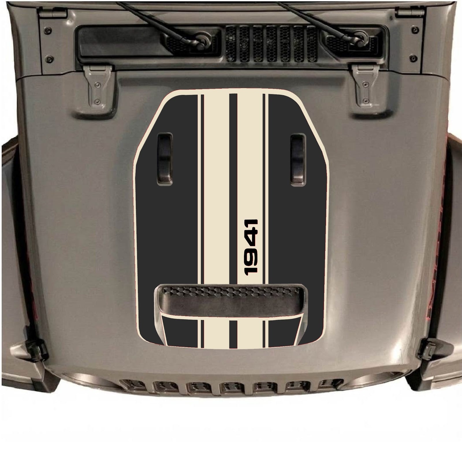 CarCode hood decal for Jeep Wrangler JL/JLU Rubicon 392 and JT Gladiator Mojave 2020-2026, style #07, shown on vehicle hood.