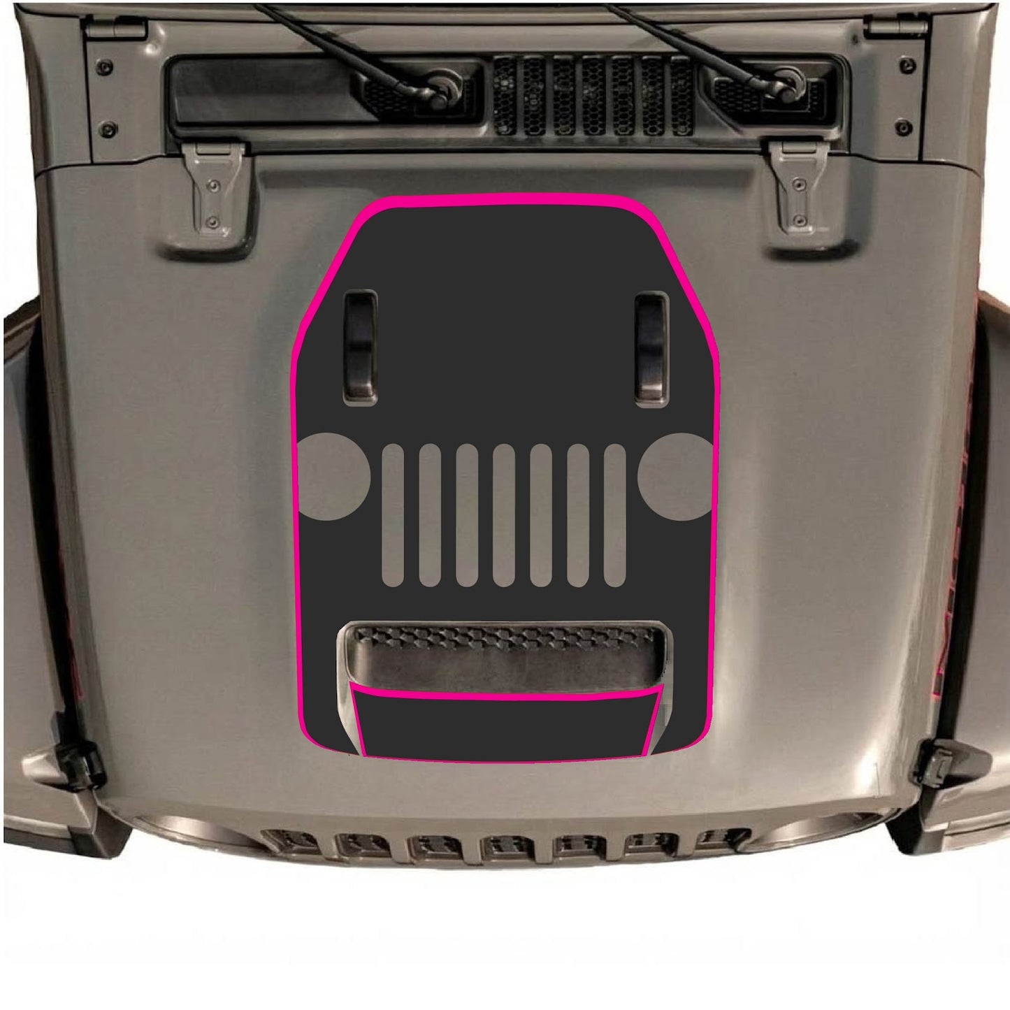 CarCode hood decal featuring style #69 on a Jeep Wrangler JL/JLU Rubicon 392 or JT Gladiator Mojave, 2020-2026.