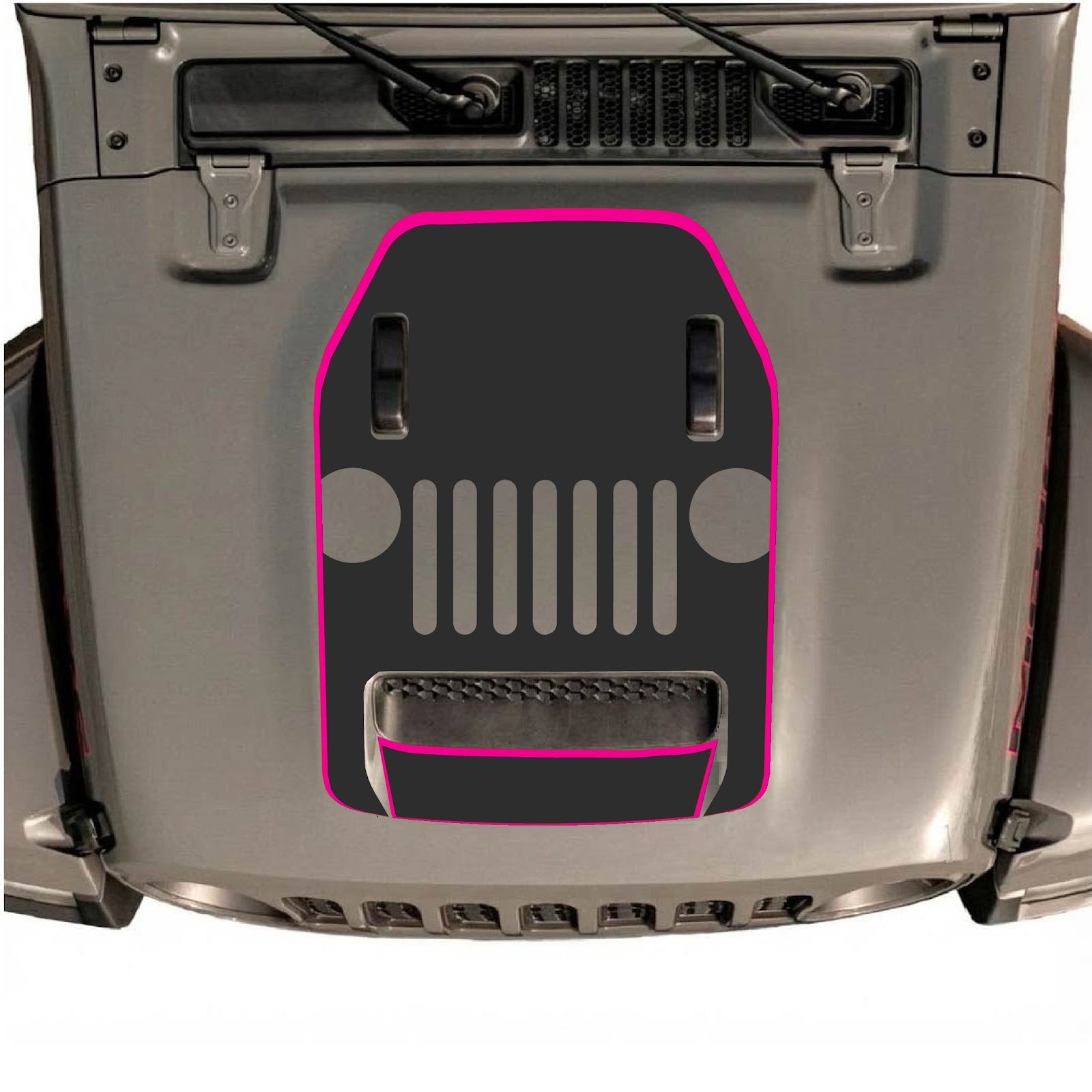CarCode hood decal featuring style #69 on a Jeep Wrangler JL/JLU Rubicon 392 or JT Gladiator Mojave, 2020-2026.