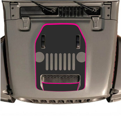 CarCode hood decal featuring style #69 on a Jeep Wrangler JL/JLU Rubicon 392 or JT Gladiator Mojave, 2020-2026.