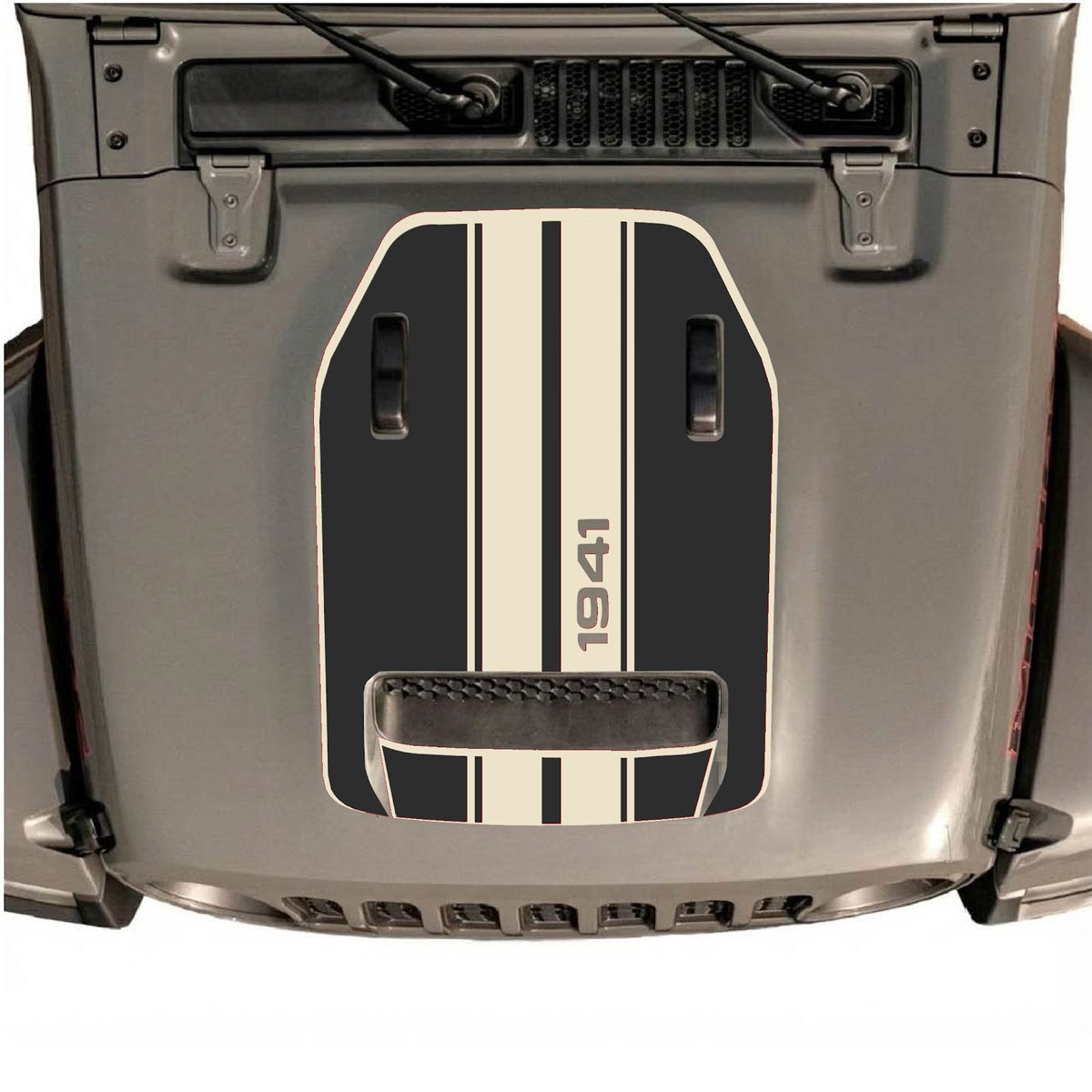 CarCode hood decal for Jeep Wrangler JL/JLU Rubicon 392 and JT Gladiator Mojave 2020-2026, style #71, shown on vehicle hood.