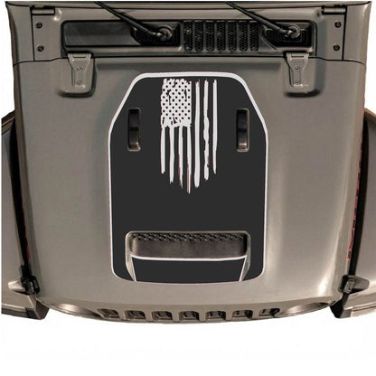 CarCode autocollant de capot pour Jeep Wrangler JL/JLU Rubicon 392 et JT Gladiator Mojave 2020-2026, motif graphique noir sur le capot.