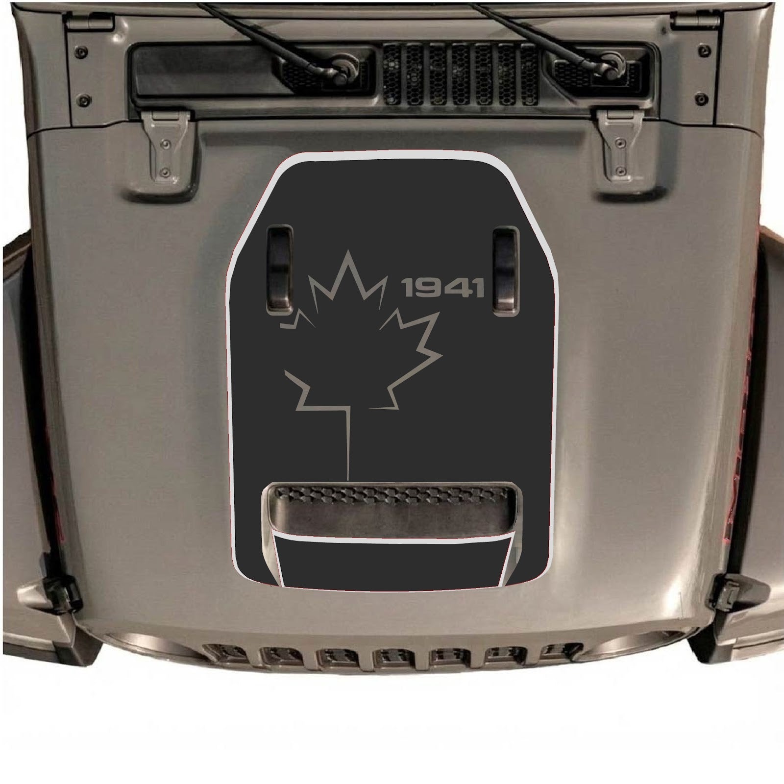 CarCode hood decal for Jeep Wrangler JL/JLU Rubicon 392 and JT Gladiator Mojave 2020-2026, stylish graphic design on vehicle hood.