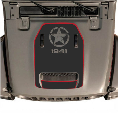 CarCode Hood Decal for Jeep Wrangler JL/JLU Rubicon 392 and JT Gladiator Mojave 2020-2026, style #87, shown on vehicle hood