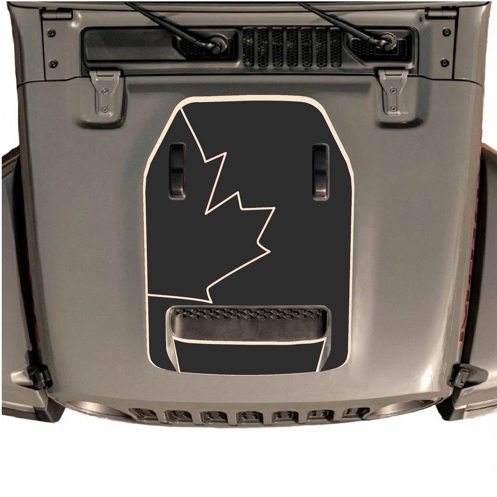 CarCode hood decal for Jeep Wrangler JL/JLU Rubicon 392 and Gladiator Mojave 2020-2026, style #27, black graphic on hood