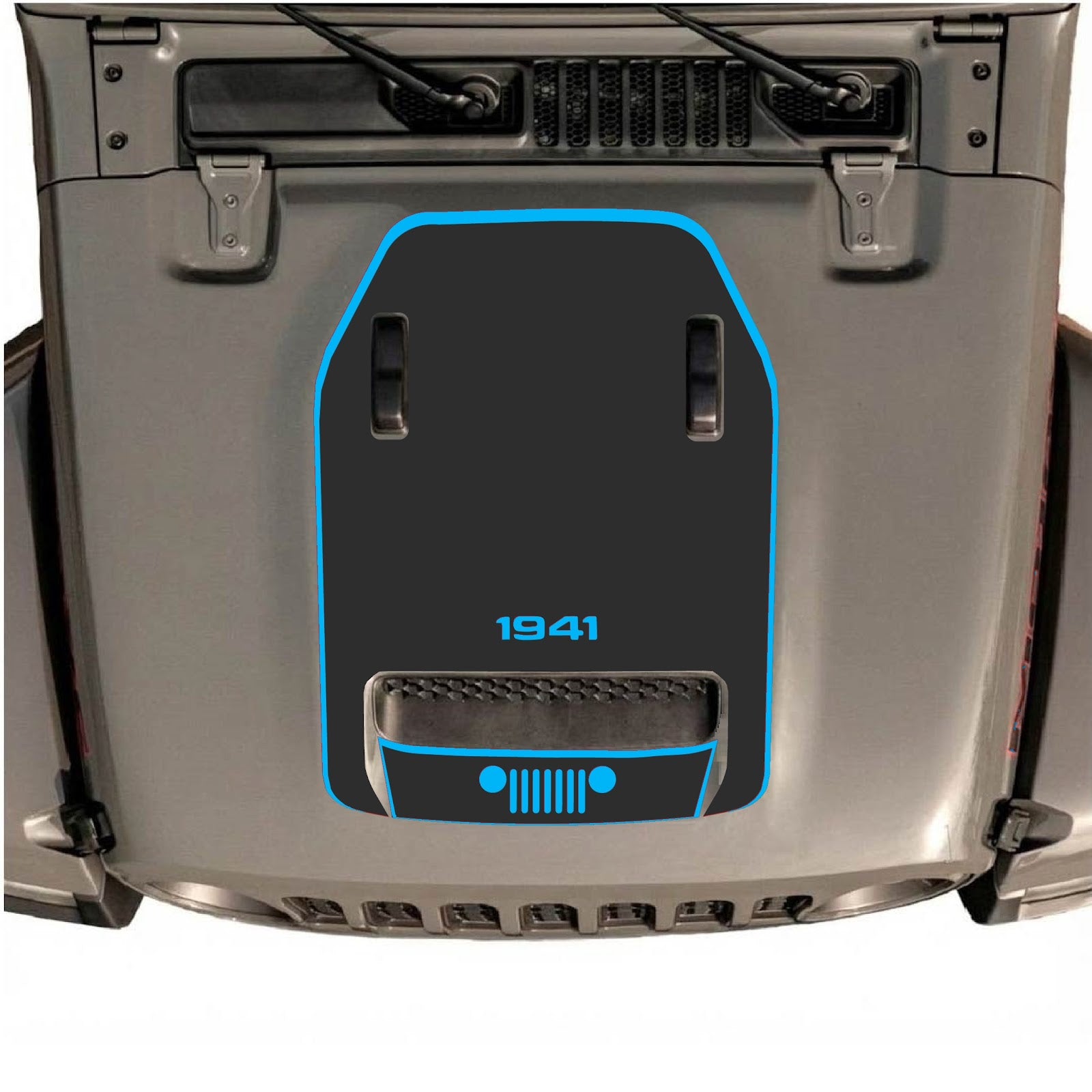 CarCode hood decal for Jeep Wrangler JL/JLU Rubicon 392 and Gladiator Mojave 2020-2026, stylish vehicle decal on hood.