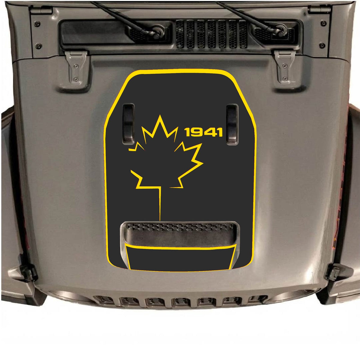 CarCode autocollant de capot pour Jeep Wrangler JL/JLU Rubicon 392 et JT Gladiator Mojave 2020-2026, design élégant sur le capot du véhicule.