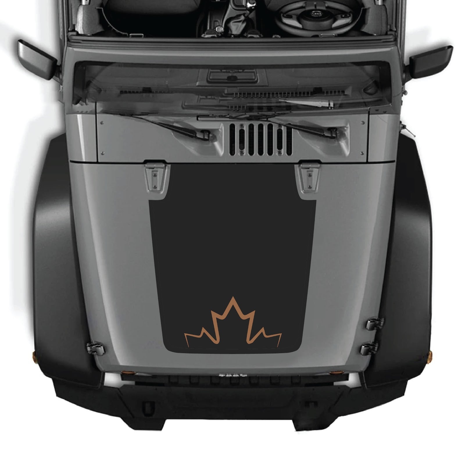 CarCode Jeep Wrangler JK/JKU hood decal, Style #11, black and white graphic design on the vehicle's hood.