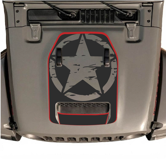 CarCode hood decal for Jeep Wrangler JL/JLU Rubicon 392 and JT Gladiator Mojave 2020-2026, style #86, shown on vehicle hood.