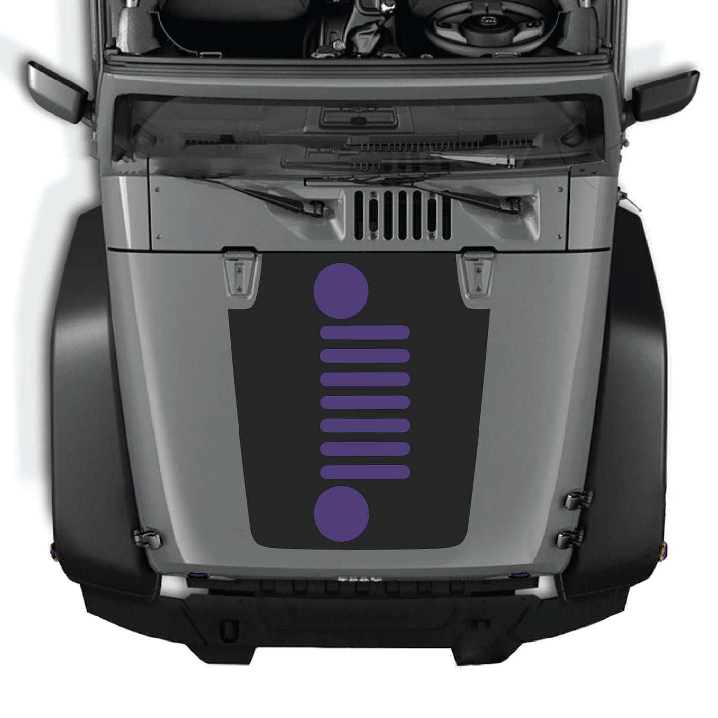 CarCode Jeep Wrangler JK/JKU hood decal, style #51, black and white design on the vehicle's hood, for 2007-2018 models