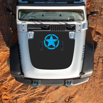 CarCode Jeep Wrangler JL and Gladiator JT hood decal in style #51, black and white graphic design on standard hood.