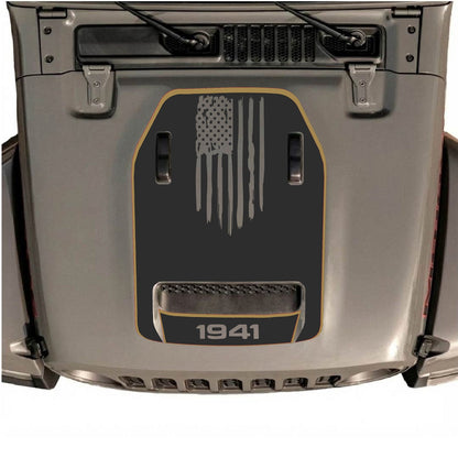 CarCode hood decal for Jeep Wrangler JL/JLU Rubicon 392 and JT Gladiator Mojave, style #83, shown on vehicle hood.