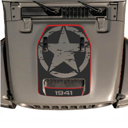 CarCode hood decal for Jeep Wrangler JL/JLU Rubicon 392 and JT Gladiator Mojave, stylish 85 design on vehicle hood.
