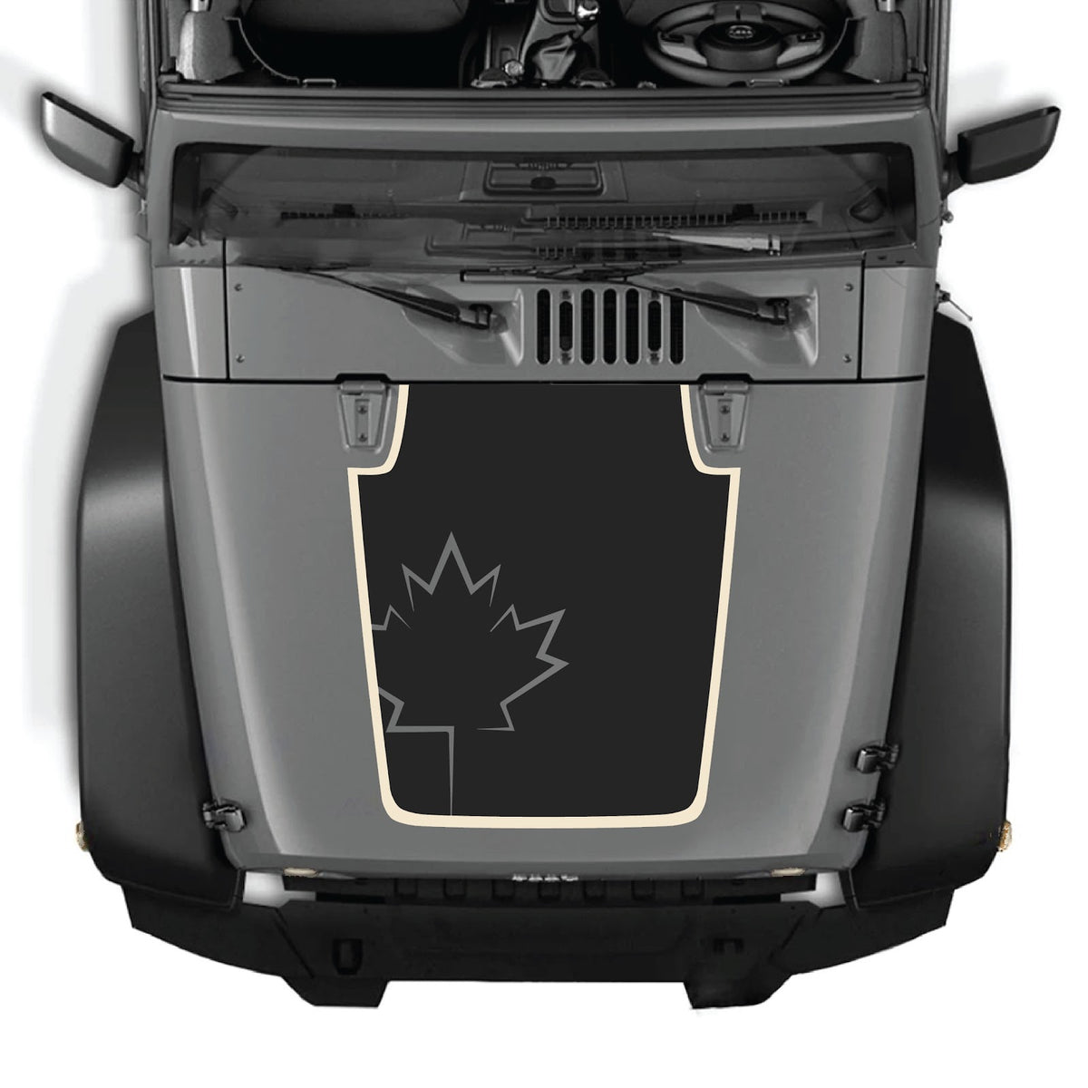 CarCode hood decal for Jeep Wrangler JK/JKU 2007-2018, style #71, shown on a vehicle's hood with bold design elements.