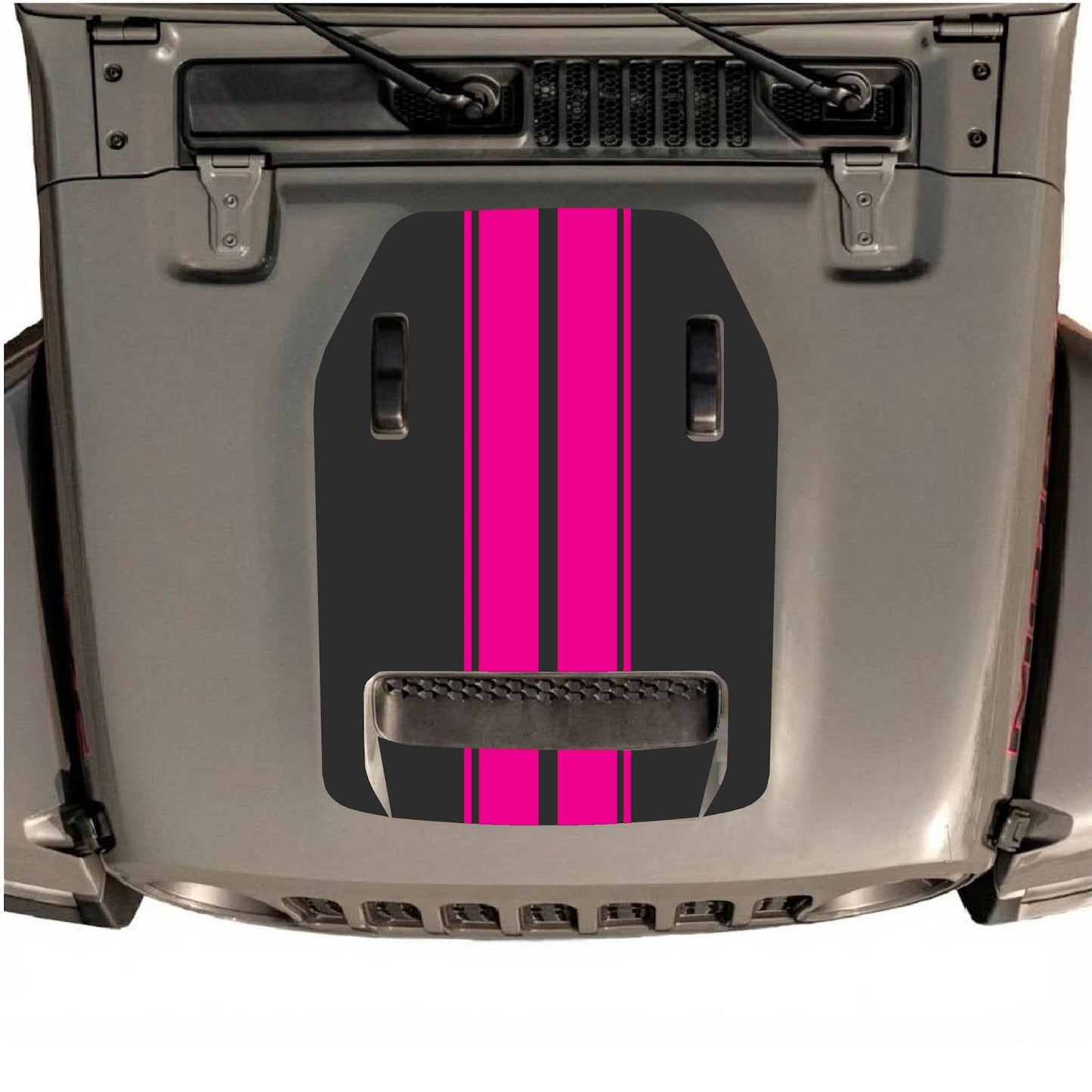 CarCode hood decal for Jeep Wrangler JL/JLU Rubicon 392 and JT Gladiator Mojave, style #12, black graphic design on hood