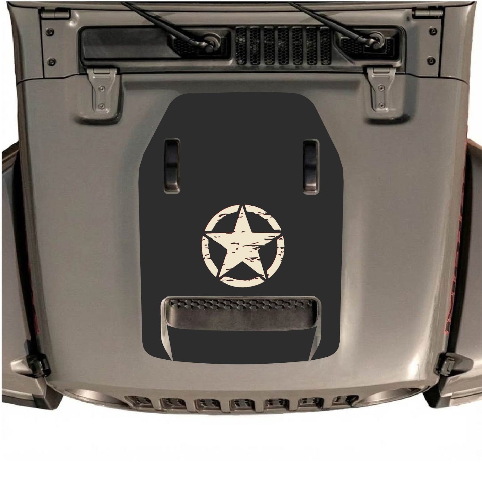 Jeep Wrangler JL/JLU Rubicon 392 and Gladiator Mojave hood decal by CarCode, style #46, featuring bold graphic design.