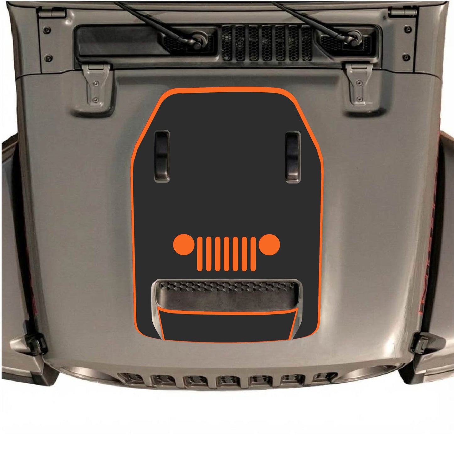 CarCode hood decal for Jeep Wrangler JL/JLU Rubicon 392 and JT Gladiator Mojave, style #49, shown on vehicle hood.