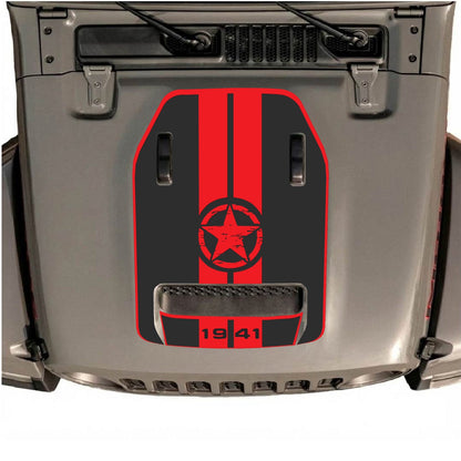 CarCode hood decal for Jeep Wrangler JL/JLU Rubicon 392 and JT Gladiator Mojave 2020-2026, style #05, shown on vehicle hood.