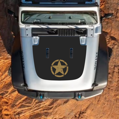 Jeep Wrangler JL or Gladiator JT hood decal by CarCode, stylish graphic design for 2018+ models on standard hood.