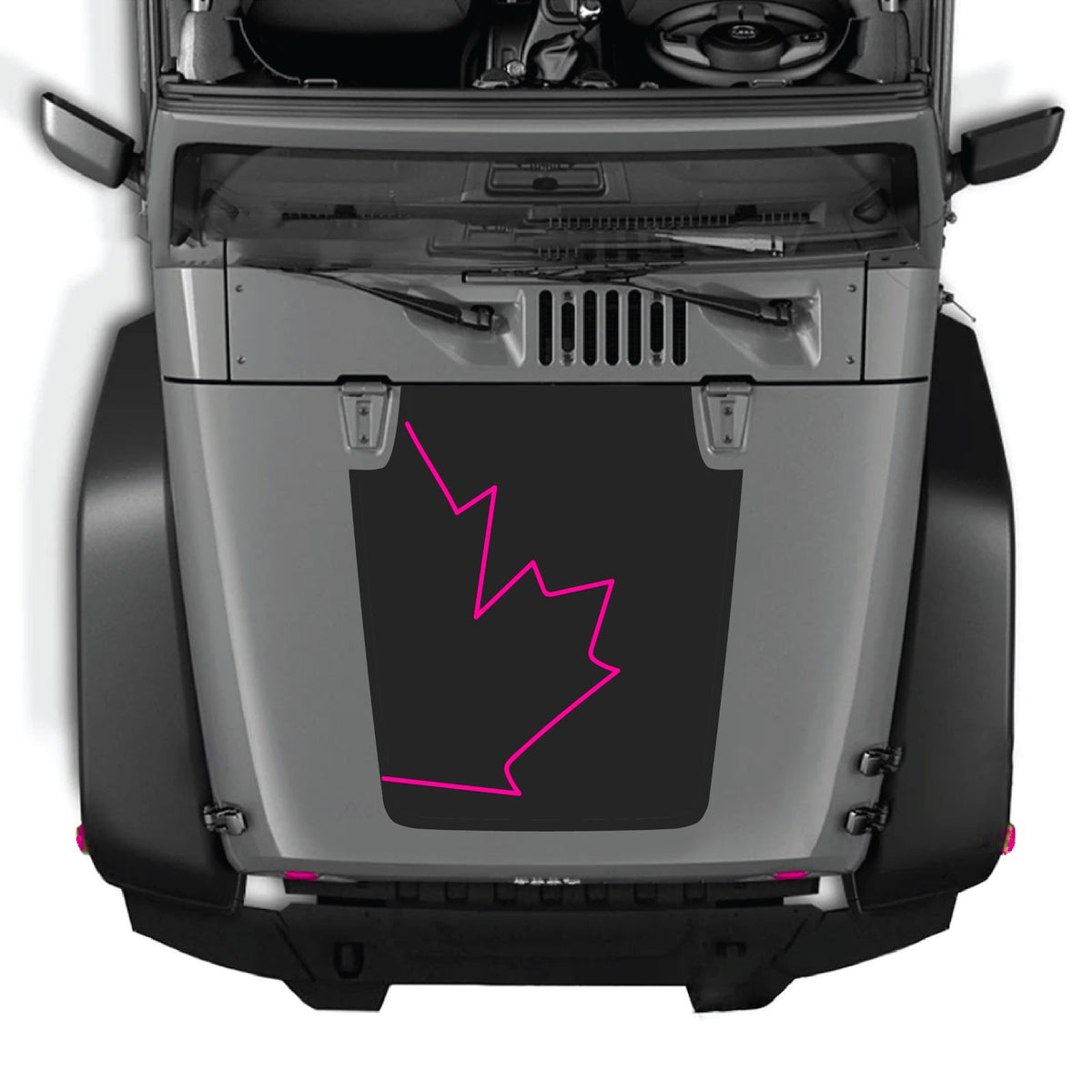 Jeep Wrangler JK/JKU 2007-2018 hood decal with style #07 by CarCode, featuring bold graphic design on the vehicle's hood.