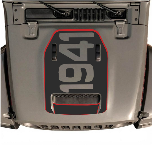 CarCode hood decal for Jeep Wrangler JL/JLU Rubicon 392 and JT Gladiator Mojave 2020-2026, stylish automotive decal design.