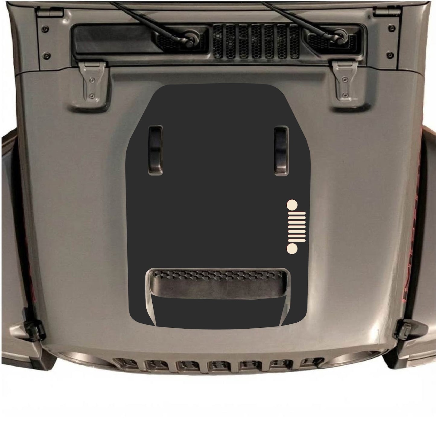 CarCode hood decal for Jeep Wrangler JL/JLU Rubicon 392 and JT Gladiator Mojave, style #58, in black with bold design.