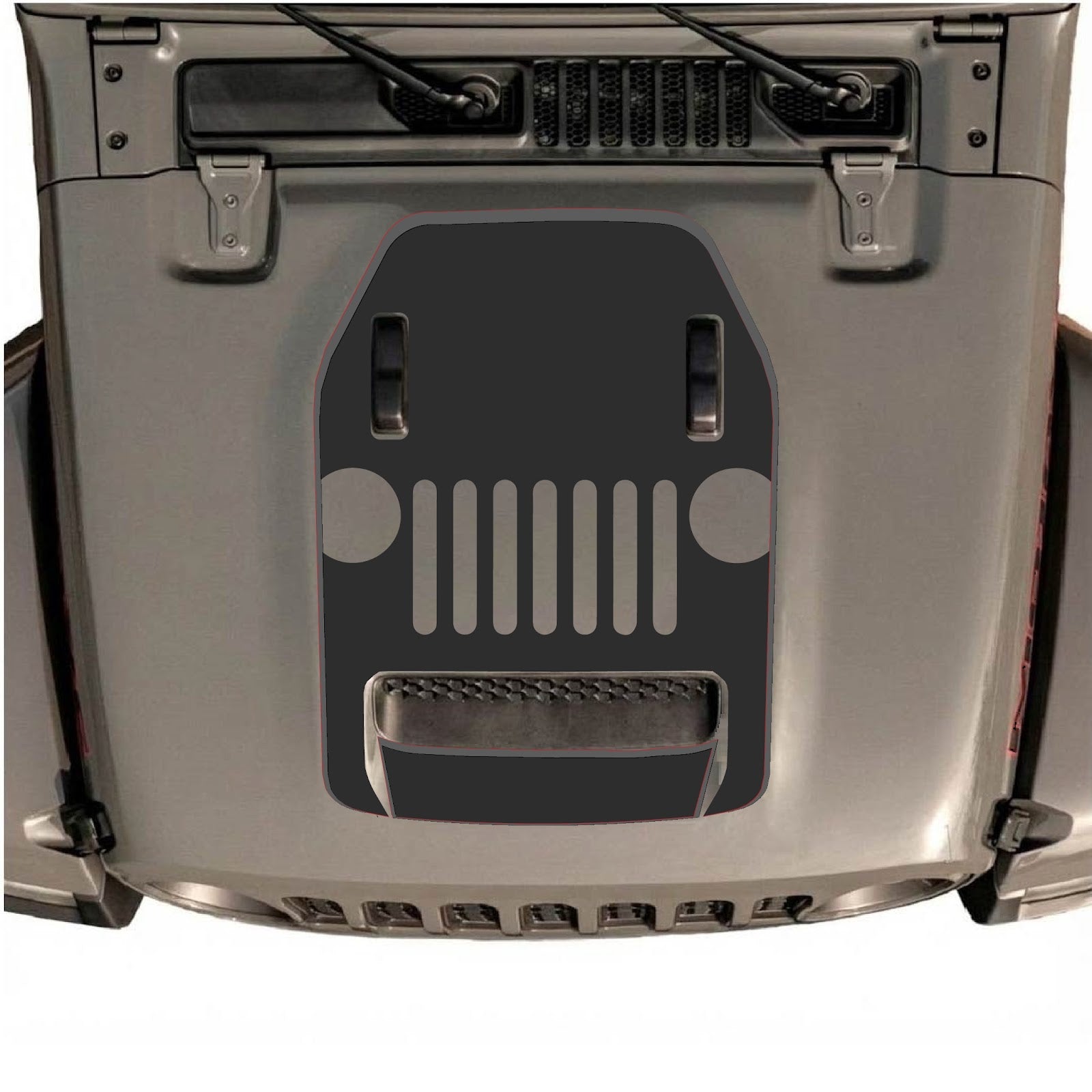 CarCode hood decal for Jeep Wrangler JL/JLU Rubicon 392 and JT Gladiator Mojave, style #69, shown on vehicle hood