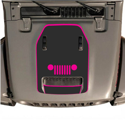 Jeep Wrangler JL/JLU Rubicon 392 or Gladiator Mojave hood decal by CarCode, style #49, in black with bold design on hood.
