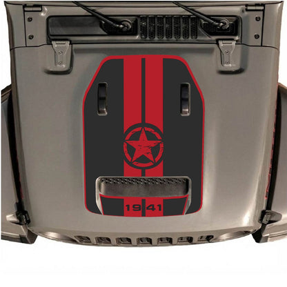 CarCode hood decal for Jeep Wrangler JL/JLU Rubicon 392 and JT Gladiator Mojave 2020-2026, stylish design on vehicle's hood.