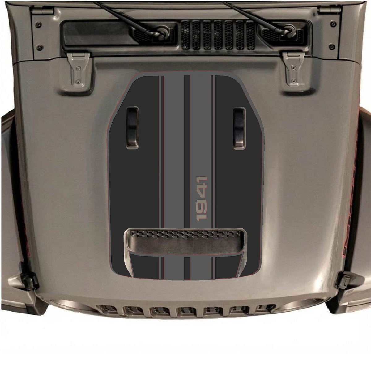 CarCode Jeep Wrangler JL/JLU Rubicon 392 and Gladiator Mojave hood decal in style #71, featuring bold design on vehicle hood.
