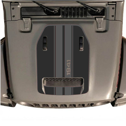 CarCode Jeep Wrangler JL/JLU Rubicon 392 and Gladiator Mojave hood decal in style #71, featuring bold design on vehicle hood.
