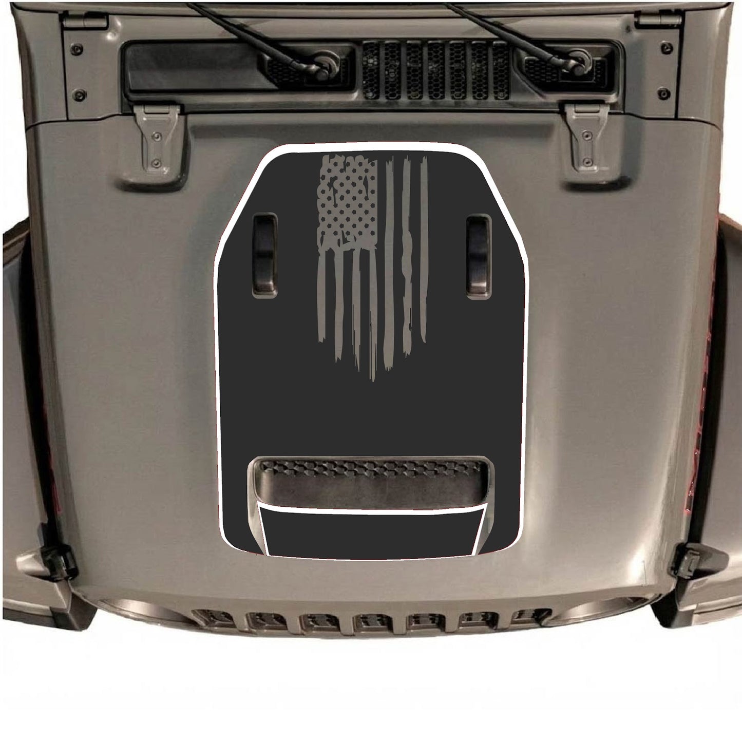 CarCode hood decal for Jeep Wrangler JL/JLU Rubicon 392 and JT Gladiator Mojave 2020-2026, style #84, featuring bold graphic design.