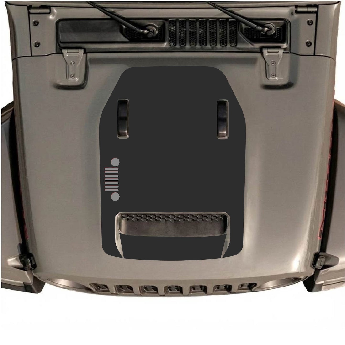 CarCode hood decal for Jeep Wrangler JL/JLU Rubicon 392 and JT Gladiator Mojave, style #54, showing the decal's design on the vehicle hood.