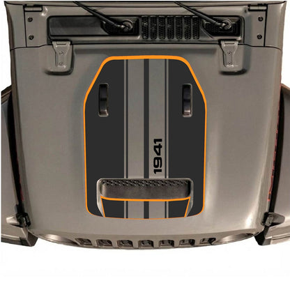 CarCode hood decal for Jeep Wrangler JL/JLU Rubicon 392 and JT Gladiator Mojave, stylish design on vehicle hood.