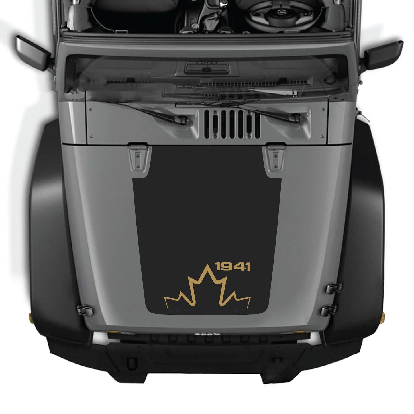 CarCode hood decal for Jeep Wrangler JK/JKU 2007-2018, Style #12, showing the stylish vinyl decal on the vehicle's hood.