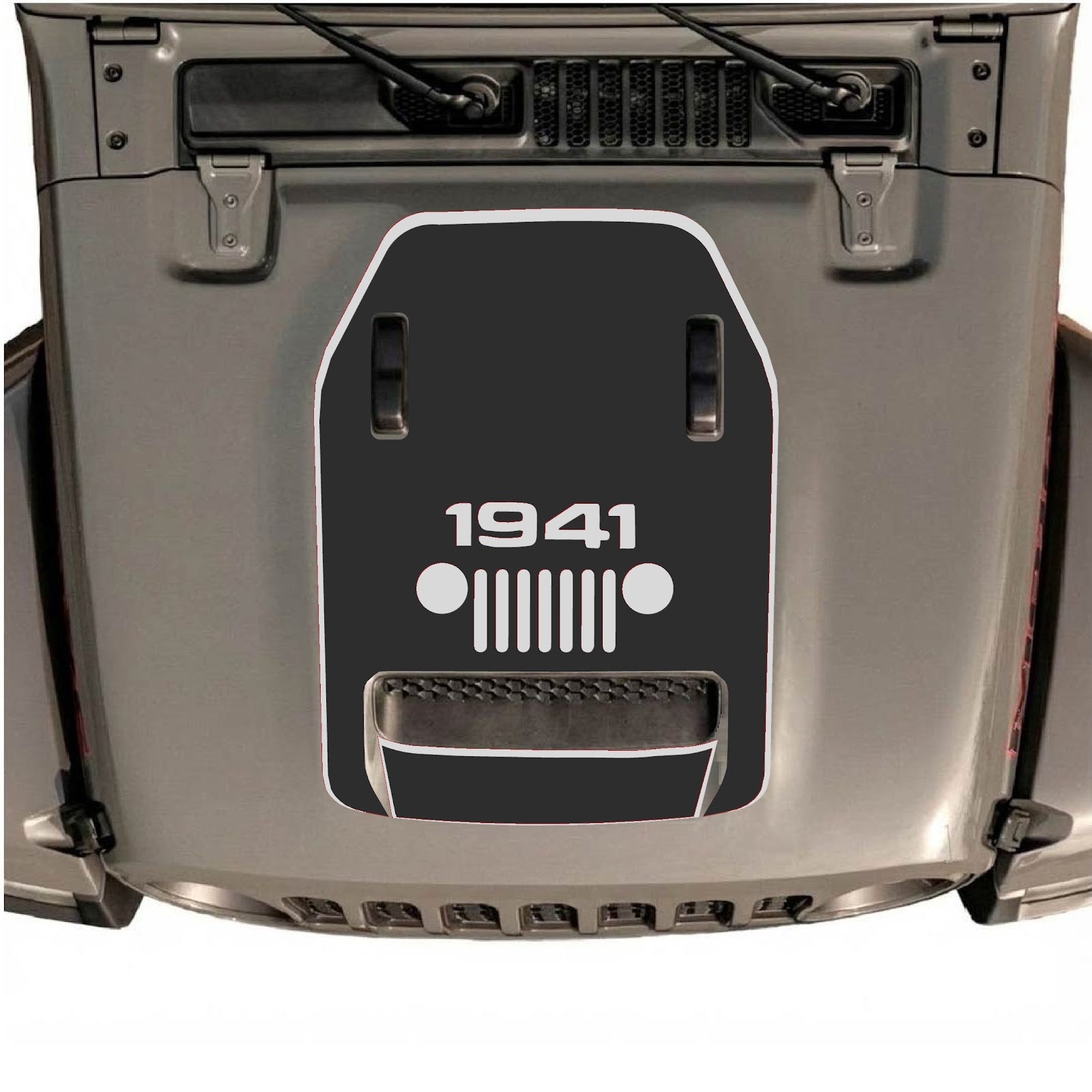 CarCode hood decal for Jeep Wrangler JL/JLU Rubicon 392 and JT Gladiator Mojave, style #47, shown on vehicle's hood.