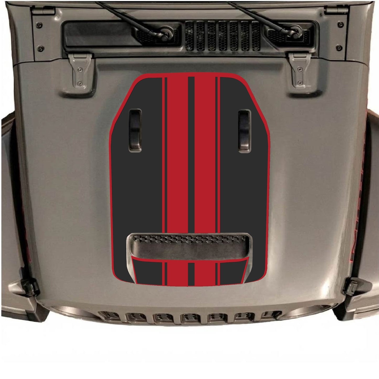 Hood decal for Jeep Wrangler JL/JLU Rubicon 392 and JT Gladiator Mojave by CarCode, featuring stylish design on vehicle hood