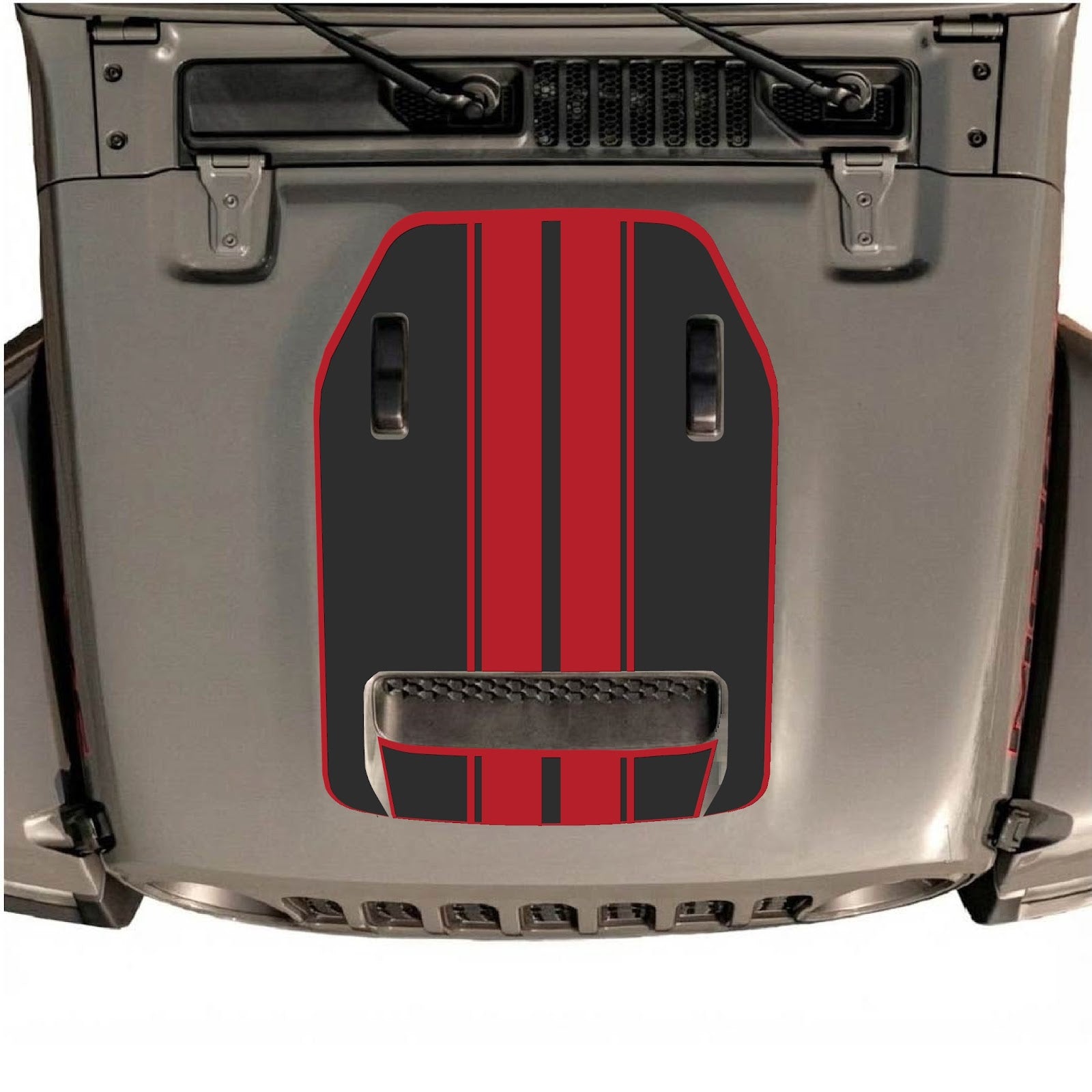 Hood decal for Jeep Wrangler JL/JLU Rubicon 392 and JT Gladiator Mojave by CarCode, featuring stylish design on vehicle hood