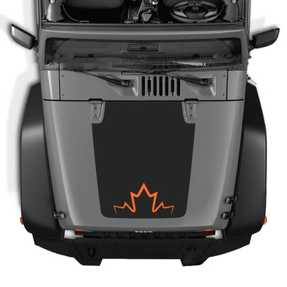 CarCode Jeep Wrangler JK/JKU hood decal, style #11, black graphic applied to the vehicle's hood, enhancing its rugged look.