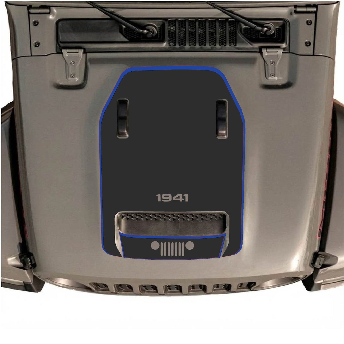 CarCode hood decal for Jeep Wrangler JL/JLU Rubicon 392 and JT Gladiator Mojave, style #98, featuring bold graphic design on the hood