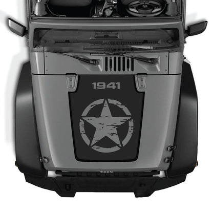 CarCode hood decal for Jeep Wrangler JK/JKU 2007-2018, style #79, featuring bold, sleek design on the vehicle's hood.