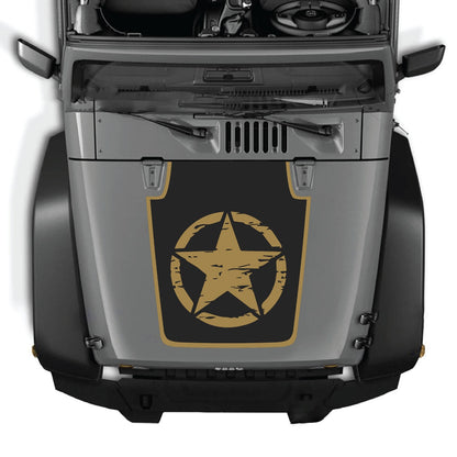 CarCode Jeep Wrangler JK/JKU hood decal Style #29, black vinyl graphic on the vehicle's hood, suitable for 2007-2018 models