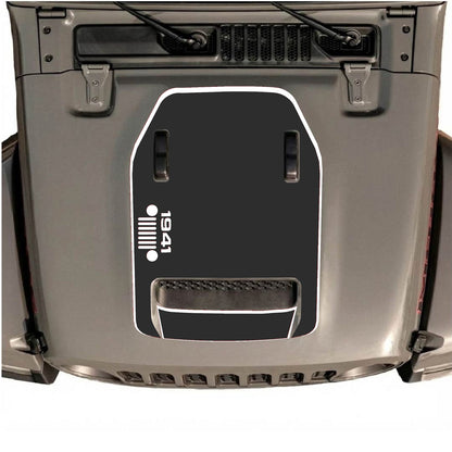 CarCode hood decal for Jeep Wrangler JL/JLU Rubicon 392 and JT Gladiator Mojave 2020-2026, style #51, shown on vehicle hood.