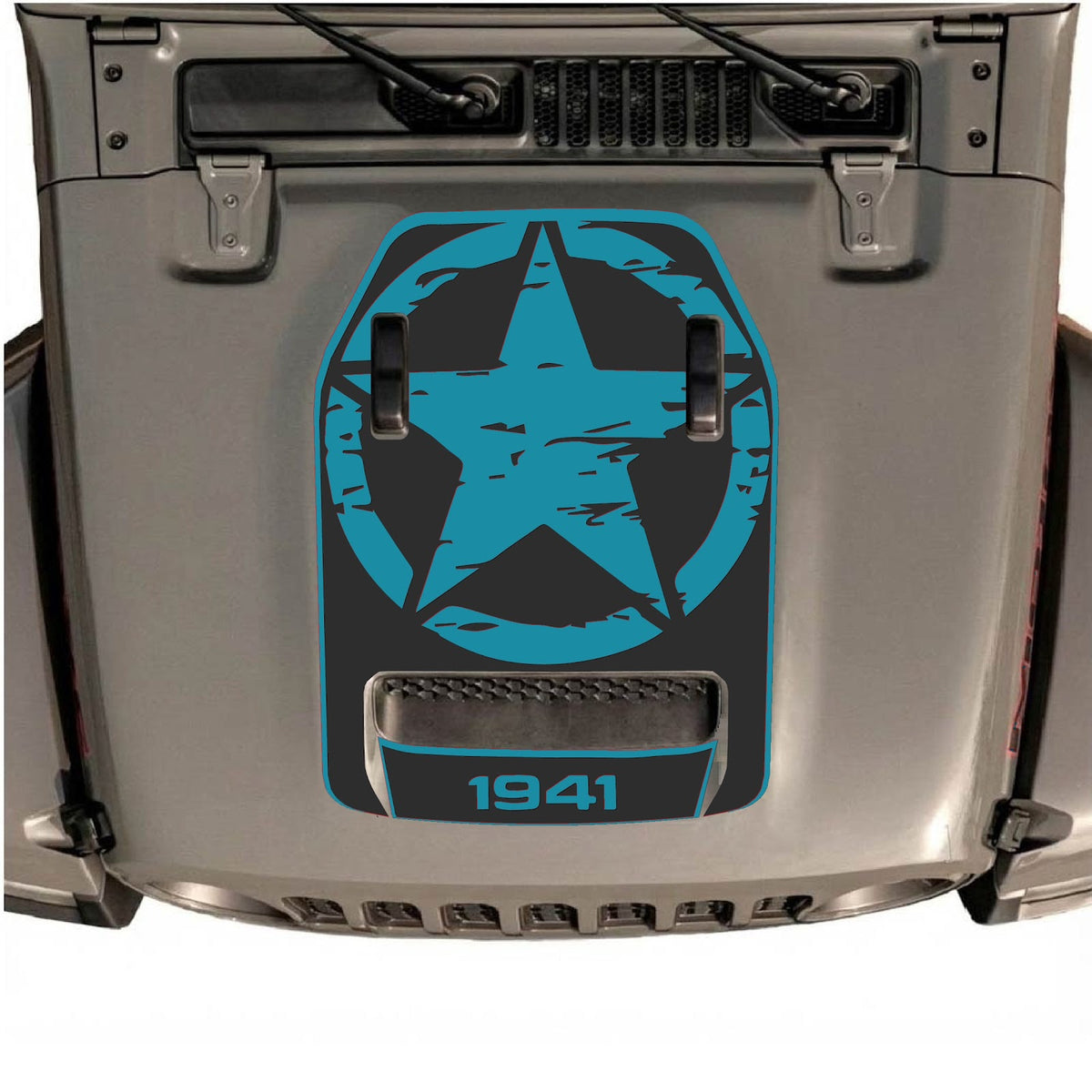 CarCode hood decal for Jeep Wrangler JL/JLU Rubicon 392 and JT Gladiator Mojave 2020-2026, style #33, shown on vehicle hood.