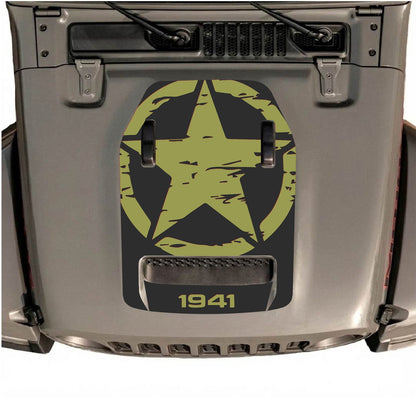 Autocollant de capot pour Jeep Wrangler JL/JLU Rubicon 392 et JT Gladiator Mojave, style n°34, motif graphique noir et gris par CarCode.
