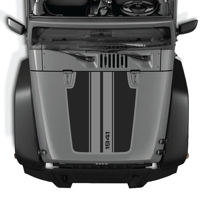 CarCode hood decal for Jeep Wrangler JK/JKU 2007-2018, style #02, featuring a sleek graphic design on the vehicle's hood.