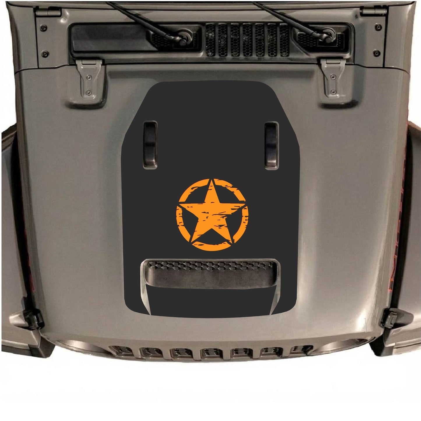 CarCode hood decal for Jeep Wrangler JL/JLU Rubicon 392 and JT Gladiator Mojave, style #46, visible on vehicle hood in the image.