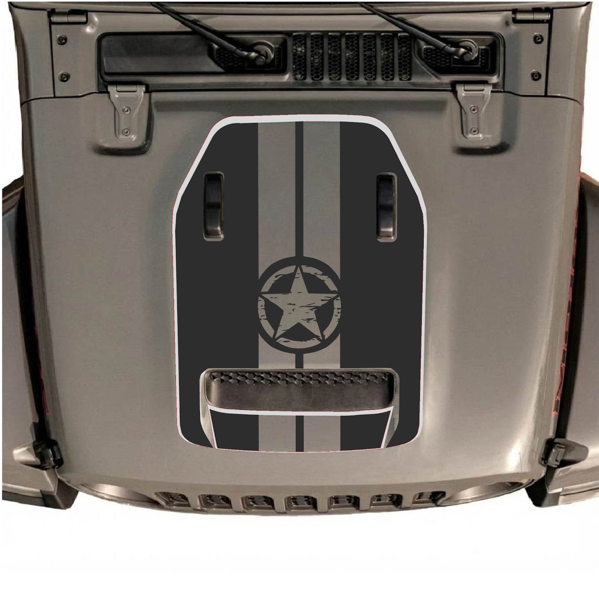 CarCode hood decal for Jeep Wrangler JL/JLU Rubicon 392 and JT Gladiator Mojave 2020-2026, stylish automotive decal design.